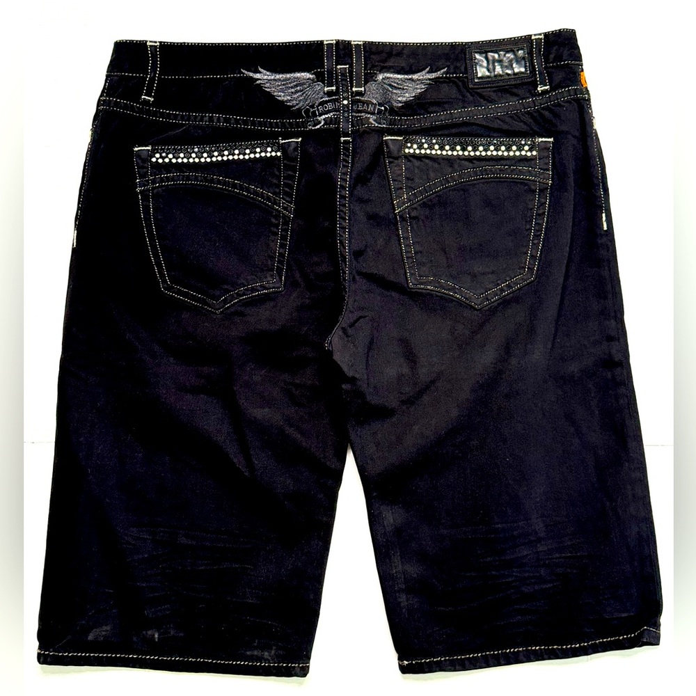 New Men's ROBIN'S JEAN sz 44 Crystal & Studs Denim Short